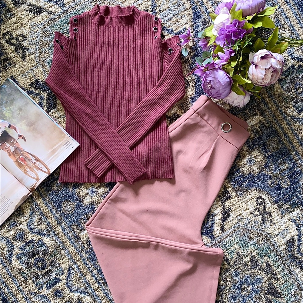 SWEATER AND FLARE PANTS SET FOR WOMEN